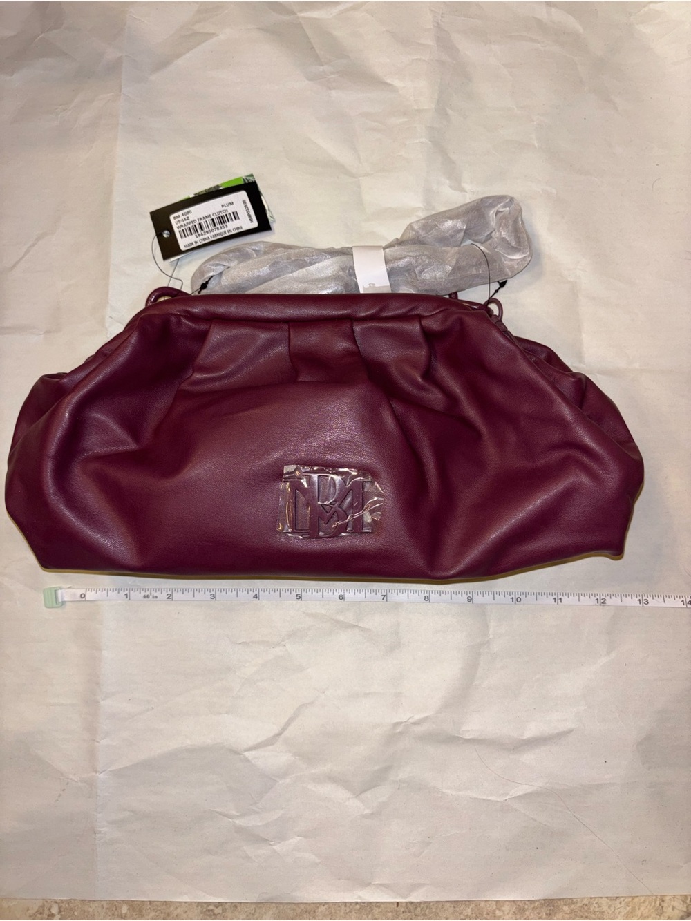 Plum Badgley Mishka Wrapped Frame Clutch, matching Chain should strap attached